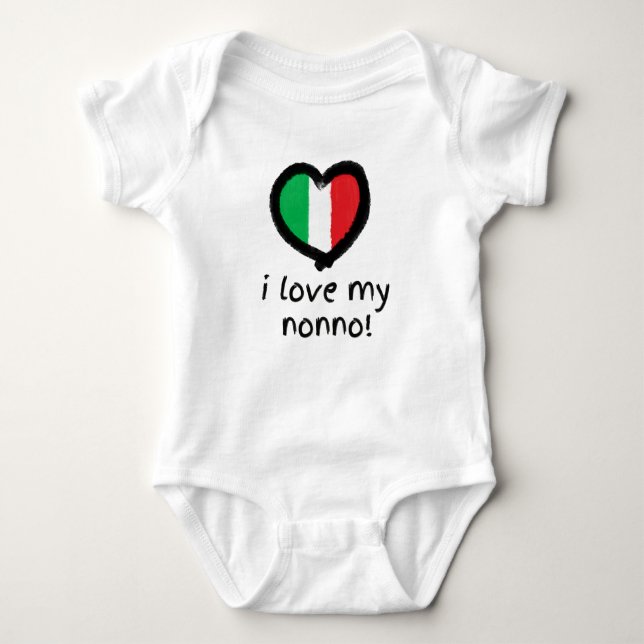 Eu Amo A Minha Camisa De Roupa De Bebê Não Italian (Frente)