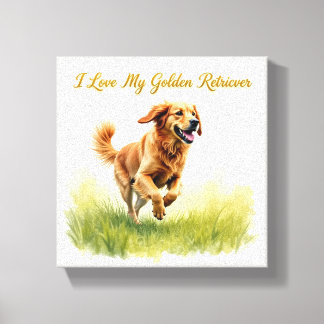 Eu Amo a Minha Impressão em Tela do Golden Retriev
