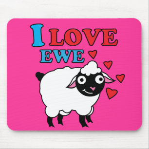 Eu amo a ovelha Mousepad