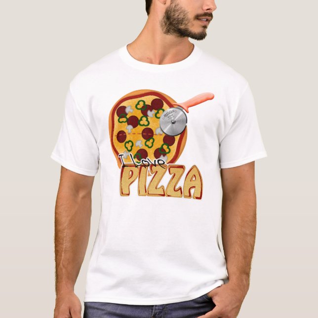 Eu amo a pizza - t-shirt destruído (Frente)