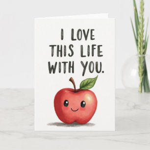 Eu Amo a Vida Com Você Cartão da Maçã Feliz