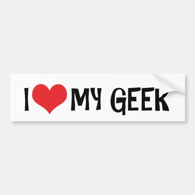 Eu Amo Adesivo de Para-choque Geek (Frente)