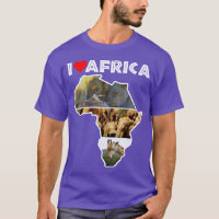 Eu Amo África Wildlife Map Collage T-Shirt