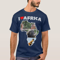 Eu Amo África Wildlife Map Collage T-Shirt