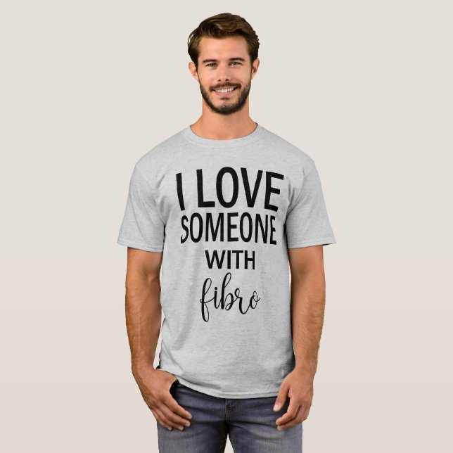 Eu amo alguém com a camiseta fibro para homens (Frente Completa)