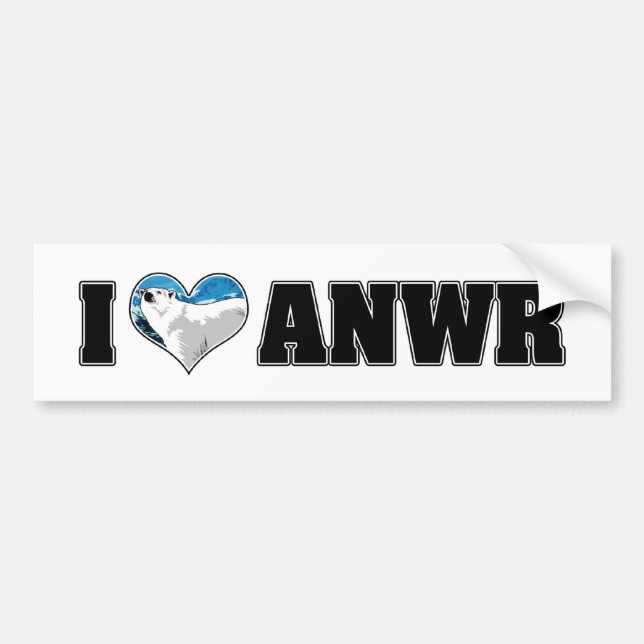 Eu Amo ANWR Adesivo de Para-choque (Frente)