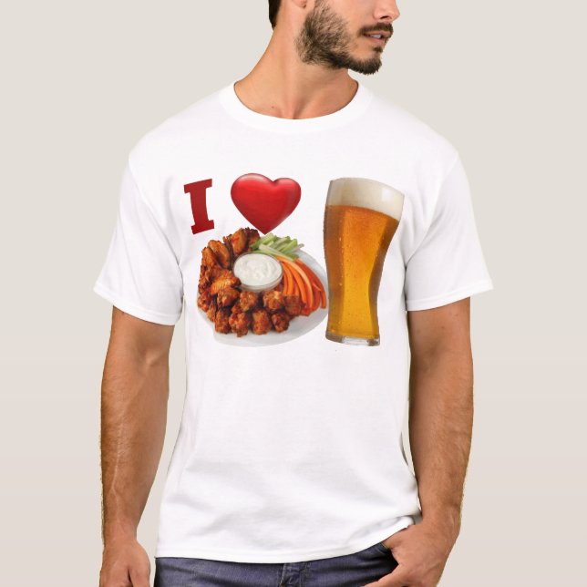 Eu amo as asas de frango fritas e o t-shirt da (Frente)