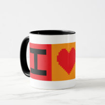 Eu Amo Bitcoin BTC Bloco de 8 Bits | Caneca