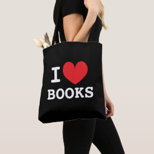Eu amo bolsa de ombro tote para amantes de livros