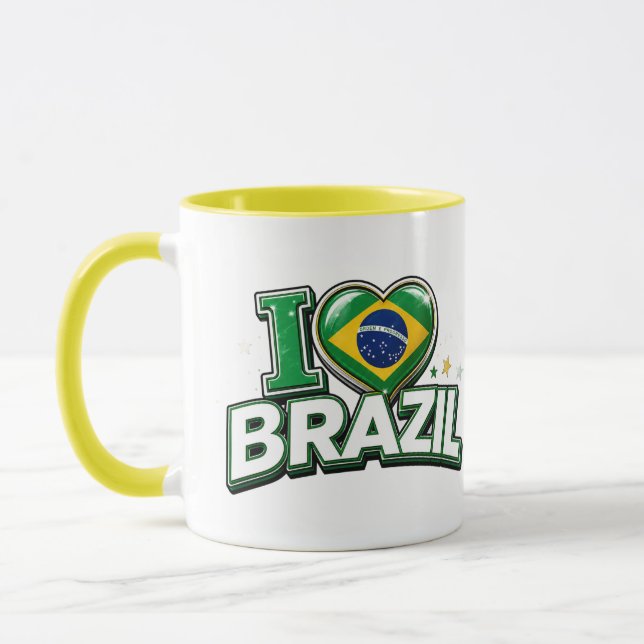 Eu Amo Brasil Caneca Patriótica de Futebol para Fã (Esquerda)