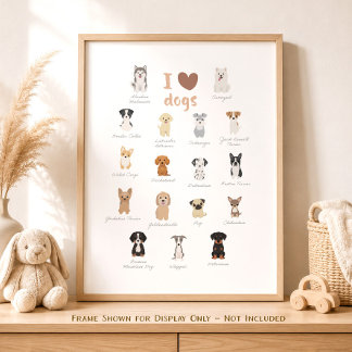 Eu Amo Cachorros Poster Decoração de Sala de Crian