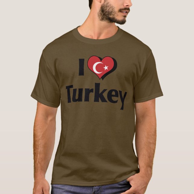 Eu Amo Camisa De Bandeira Da Turquia (Frente)