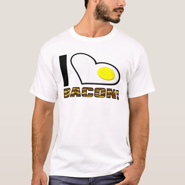 Eu Amo Camisa Divertida de Bacon (Frente)