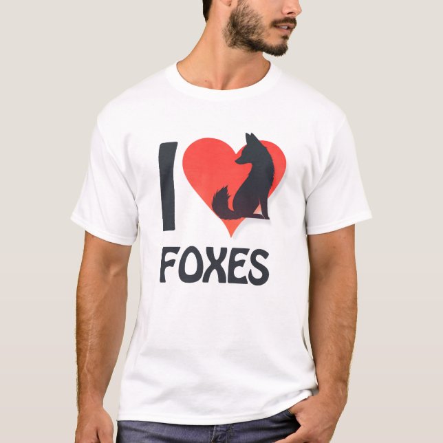 Eu amo camiseta de raposas (Frente)