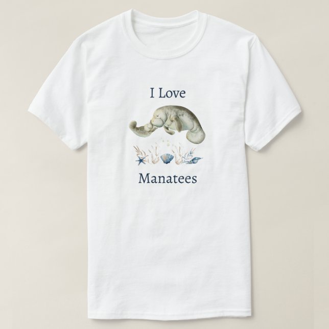 Eu Amo Camisetas De Manatins (Frente do Design)
