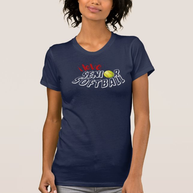 Eu amo camisetas de softball sênior (Frente)