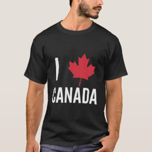 Eu Amo Canadá Com Camiseta De Coração Folha Vermel