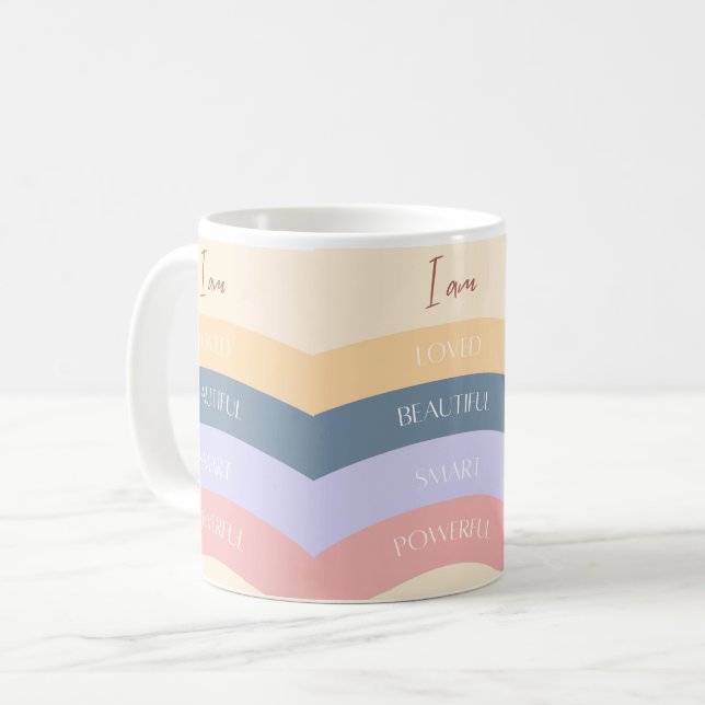 Eu amo caneca de café colorida (Frente Esquerda)