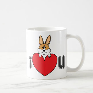 "Eu amo caneca de café do Corgi de U"