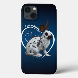 Eu amo capa para iPad de Coelhos (Azul/Preto)