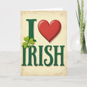 Eu Amo Cartão de Estilo Retro Irlandês