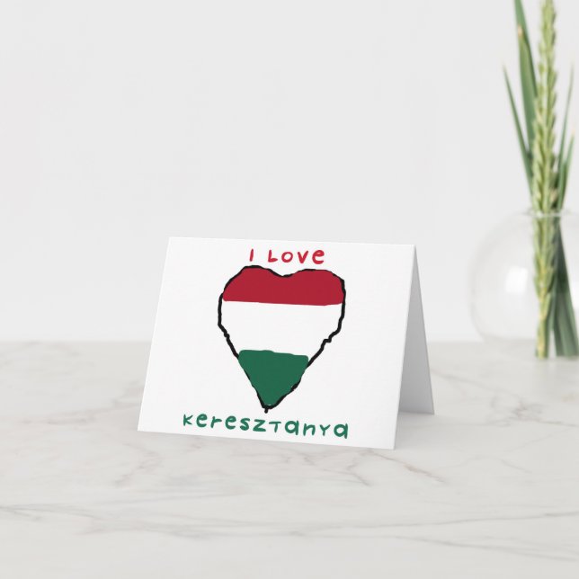 Eu Amo Cartão de Nota Keresztanya (Frente)