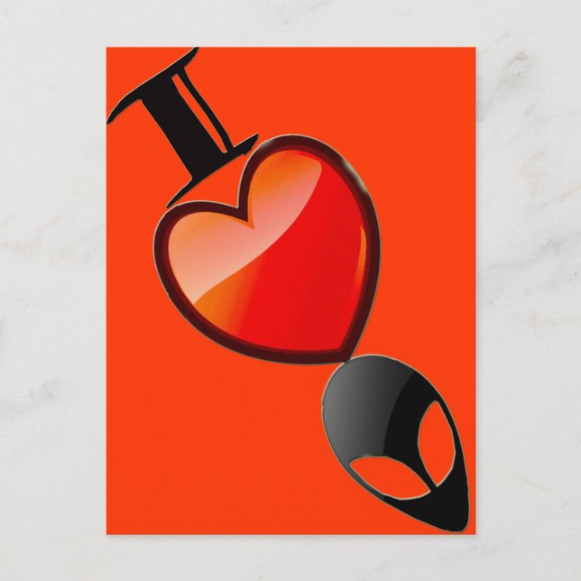 Eu *Amo* Cartão Postal de Alienígenas (Frente)