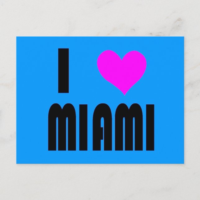 Eu amo cartão postal Miami Florida (Frente)