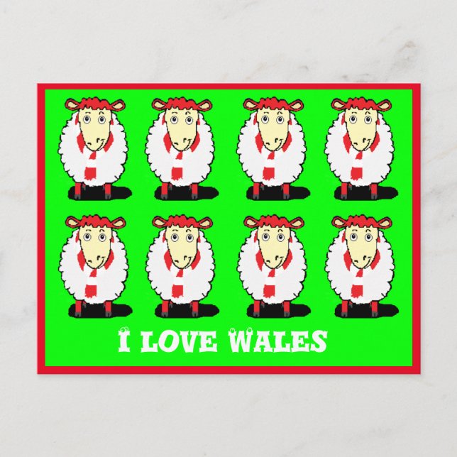 Eu amo cartão postal Wales (Frente)