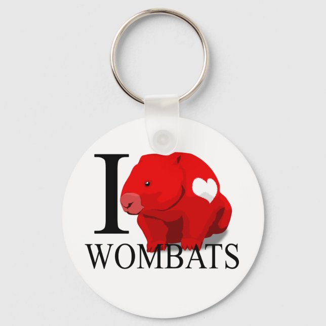 Eu Amo Chaveiros de Wombats (Frente)