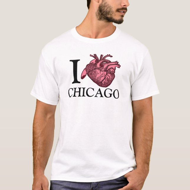 Eu amo Chicago camiseta cardíaca anatomicamente co (Frente)