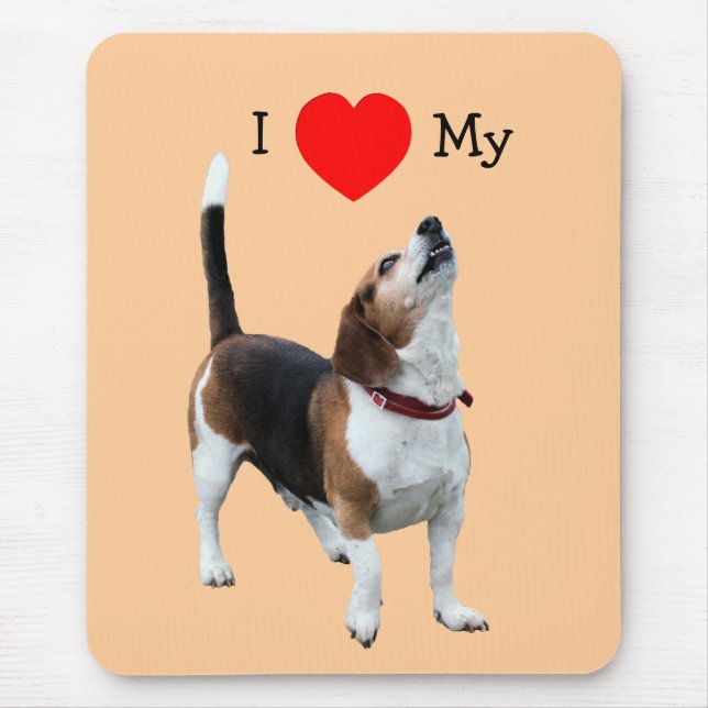 Eu Amo Coração Meu Beagle Cute Dog Mousepad (Frente)
