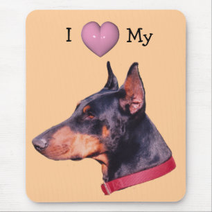 Eu Amo Coração Meu Doberman Cute Mousepad