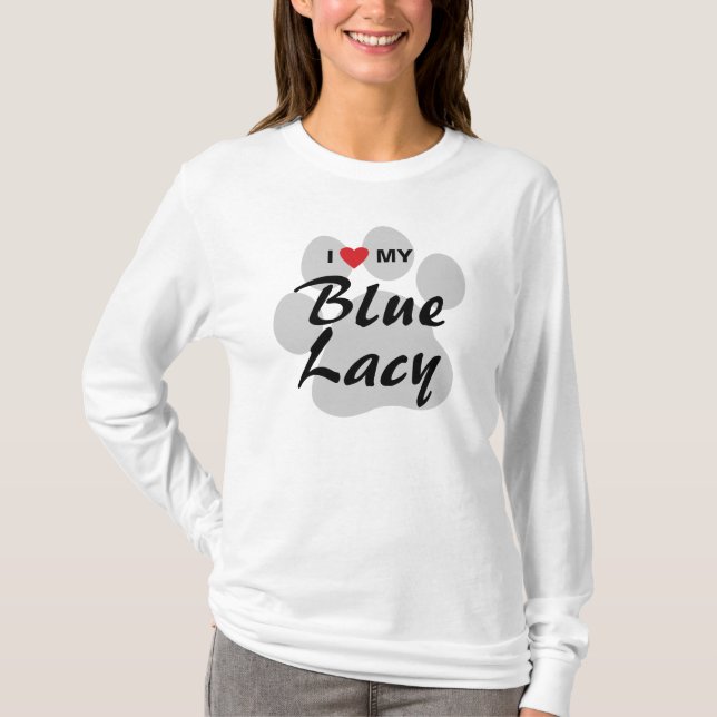 Eu amo (coração) minha camisa laçado azul dos (Frente)