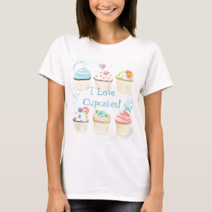 Eu amo cupcakes! A camiseta da mulher