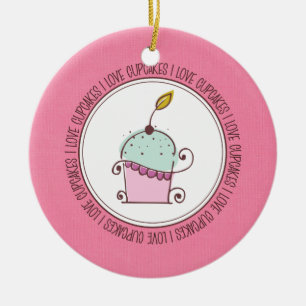 Eu amo enfeites de natal cerâmicos dos cupcakes