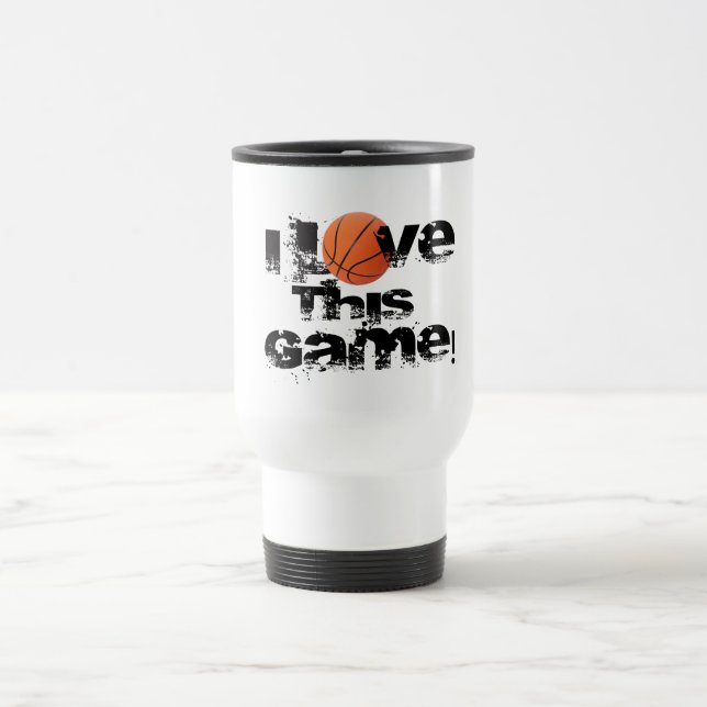 Eu amo esta caneca de viagem do basquetebol do (Centro)
