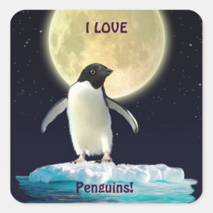 EU AMO etiquetas bonitos do pinguim dos PINGUINS