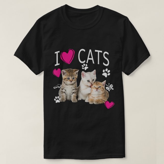Eu Amo Gatos Camisa Amor Gato Eu Amo Gatinhos (Frente do Design)