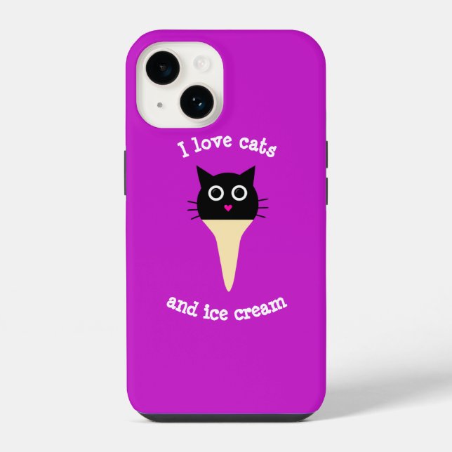 Eu amo gatos e sorvete  Case-Mate capa de iPhone (Verso)