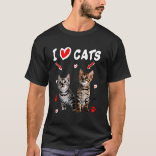 Eu Amo Gatos Fofos Camiseta de Gato Engraçado Aman