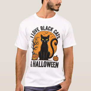 Eu Amo Gatos Pretos Design de Camisa Vintage de Ha