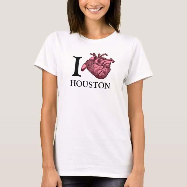 Eu amo Houston uma camiseta de coração anatomicame (Frente)