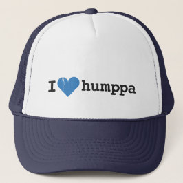 Eu Amo Humppa Azul em Branco e Azul Marinho Boné d