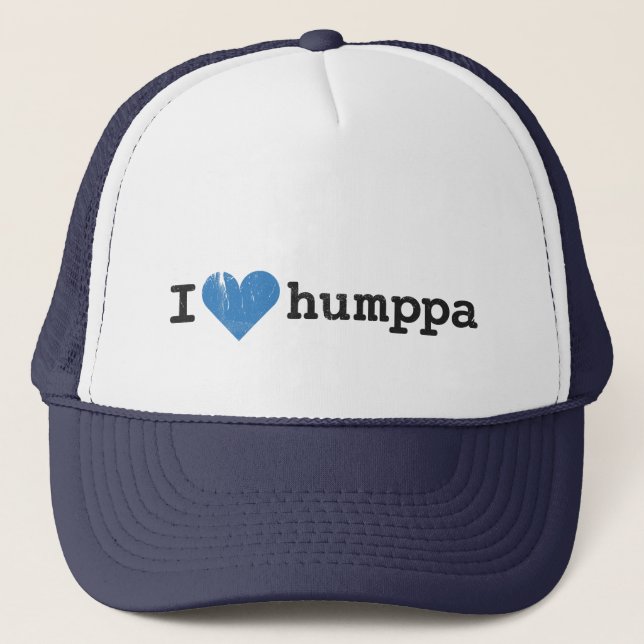 Eu Amo Humppa Azul em Branco e Azul Marinho Boné d (Frente)