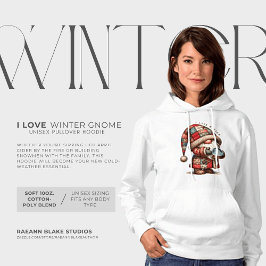 Eu Amo Inverno Gnome Capuz Pulôver Unisex