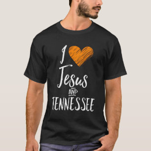 Eu Amo Jesus E Tennessee Camisa Coração Laranja Bo