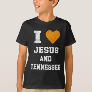Eu Amo Jesus E Tennessee Camisa Coração Laranja Bo