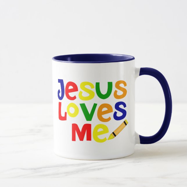 Eu amo Jesus/Jesus amo-me caneca de café (Direita)