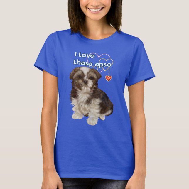 Eu Amo Lhasa Apso, cachorros lindos. Camiseta  (Frente)